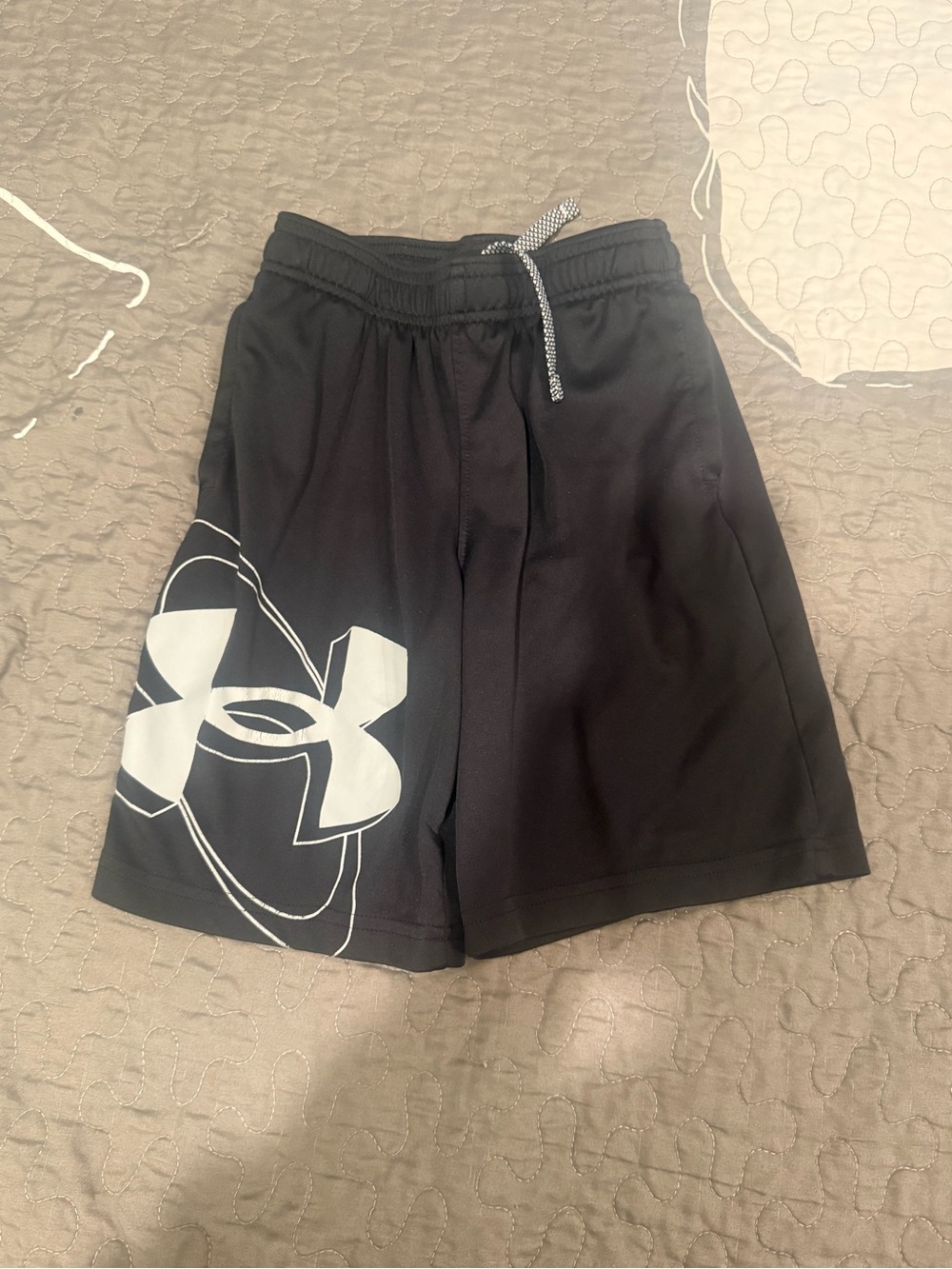 Under Armour Men’s Black Athletic Shorts with White Logo